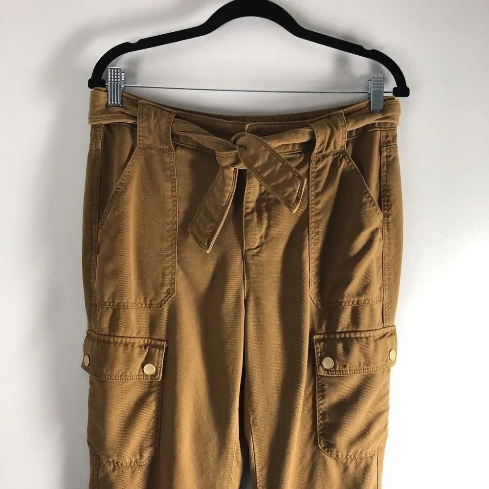 White House Black Market Sz 6 Cargo Pants High‎ Rise Straight Ankle Bronze Brown